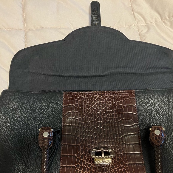 Brighton Black and Brown Croc-Embossed Laptop Bag - Picture 7 of 16